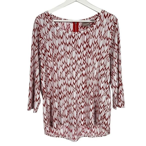 Chico's Tops - Chico's Geometric Print Top size Large Red White